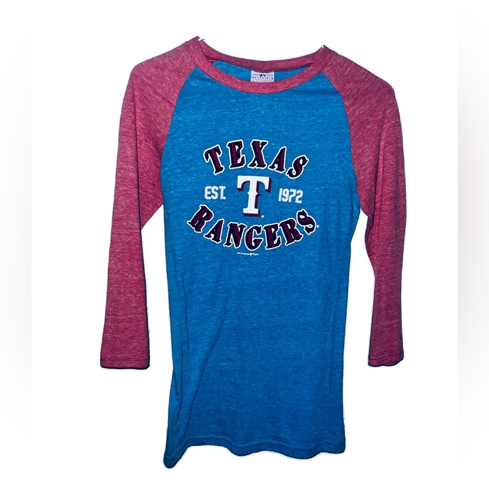 Women’s Sz Small Texas Rangers Baseball Raglan Tee